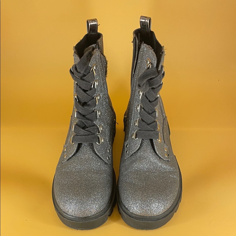 LastChanceB4GoodWill Justice Sparkly Silver Combat Boots